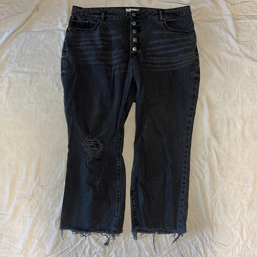 LOFT Curvy High Rise Straight Crop Jean, Gray, 34P, 34 18 Petite